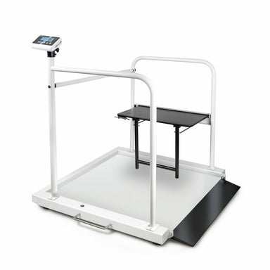 Wheelchair scale with seat