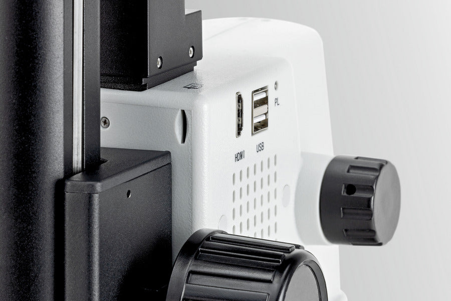 microscope ports showing HDMI and USB connections