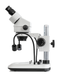 stereo zoom microscope with dual LED light guides side view